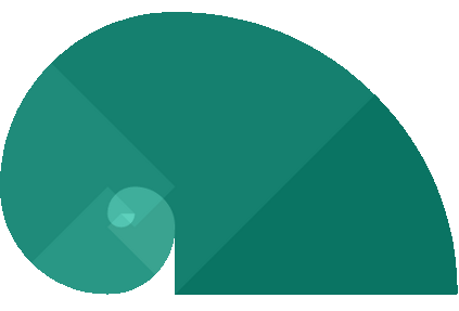 Logo: Schneckengehäuse in türkis nach dem goldenen Schnitt